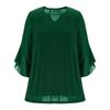 Women's Fashionable Solid Color Round Neck Seven Quarter Sleeved Shirt Loose Casual  Top