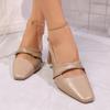 Модные женские сандалии с квадратным носком, туфли на высоком каблуке, брендовая женская обувь 2025 лето, элегантные туфли для платья, массивная кожаная обувь, шлепанцы De Mujer