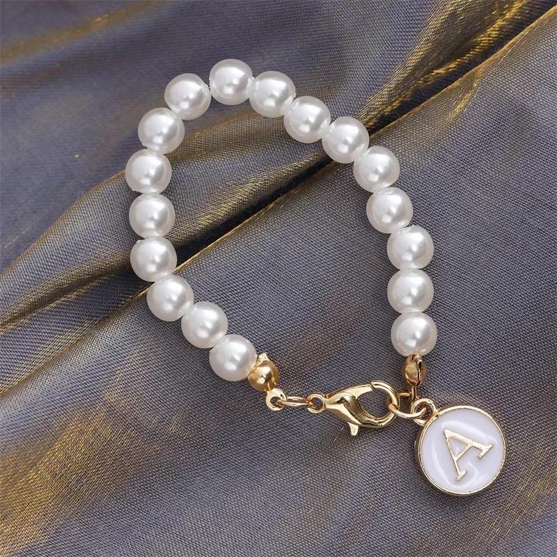 Letter Charm Pearl Chain For Most Cups Accessories For Handle Water Bottle Tumbler Personalized Initial Name ID Cups Decorations