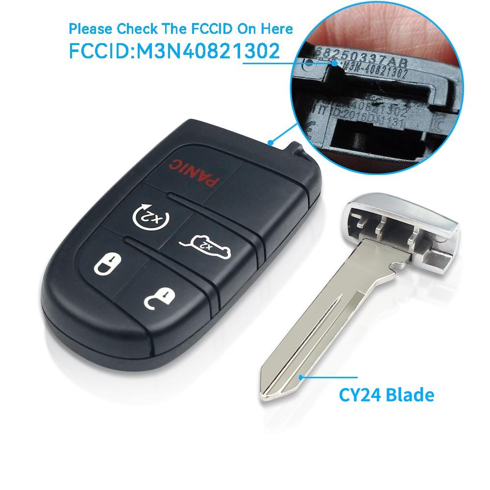 KEYYOU ID46 M3N-40821302 Умный брелок дистанционного управления для автомобиля Chrysler 300C Dodge Charger Journey Challenge Dart Durango Jeep 433 МГц