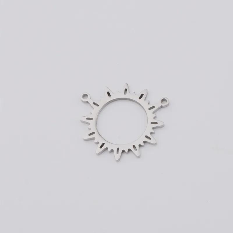 Зеркальный кулон из титановой стали – круглый дизайн солнца с двойными отверстиями для самодельных украшений