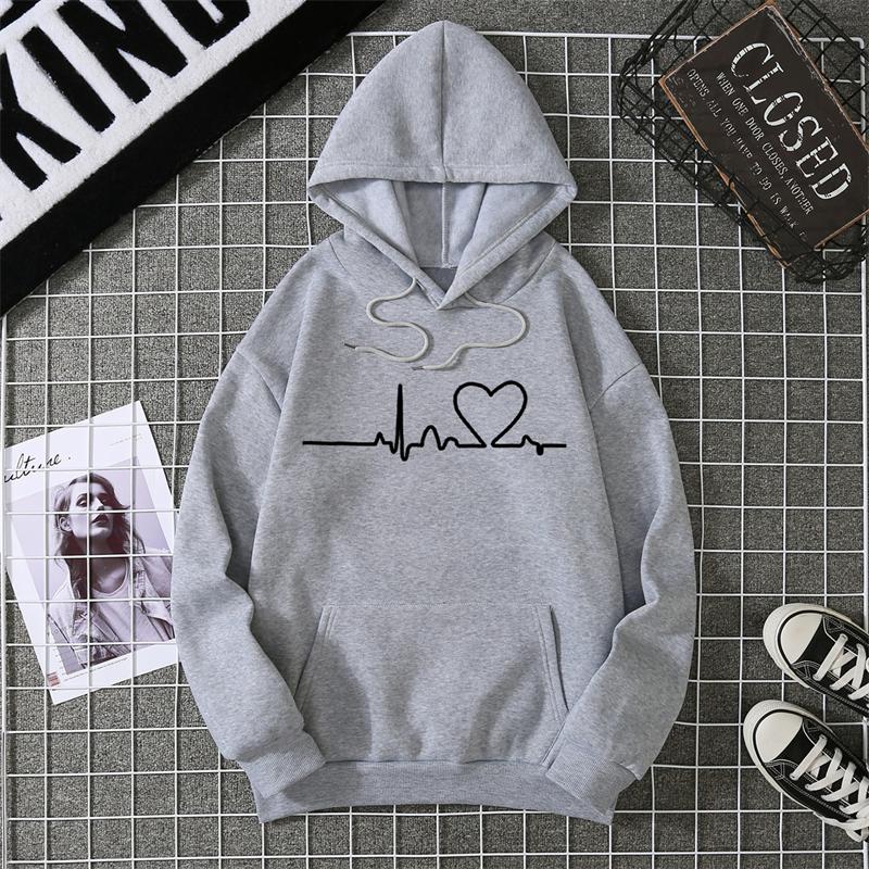 Winter Women's Hoodie High Street Unisex Style Double Pockets Sweatshirts Outerwear Plus-Size Women's Clothing