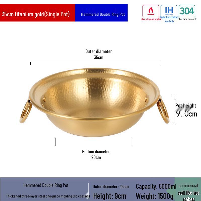 Large Capacity Stainless Steel Copper-Style Hot Pot for Mutton, Lamb, and Fish