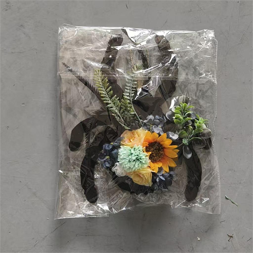 3D Паук Деревянная Табличка Подвеска на Дверь Цветочный Венок, Табличка Подвеска на Дверь Праздничная Атмосфера Декоративный Виноградный Круг Настенный