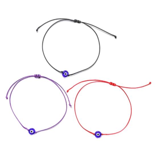1 Pair Couple Bracelets Creative Shape Wear Resistant Wax Line Handmade Couple Braided Evil Eyes Bracelets for Party