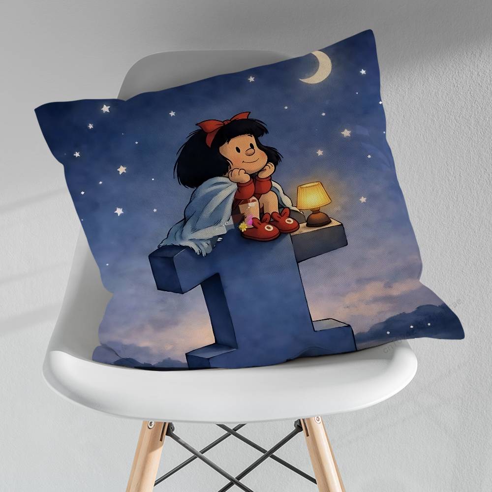 Cute MMafaldas Comics pillow over living room sofa cushion cover home decoration bedroom room bed pillow cover