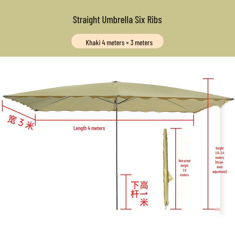 Large Rectangular Folding Patio Umbrella with Canopy Sun Protection