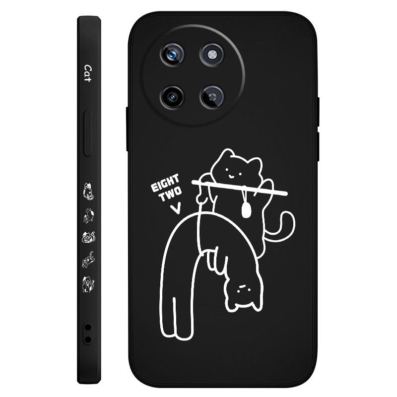 Милый чехол для телефона с тяжелым котом для OPPO Realme 12 11 10 9 9i 8 8i 7 Pro Plus C35 C21Y C25Y C25 4G 5G, жидко-силиконовый чехол