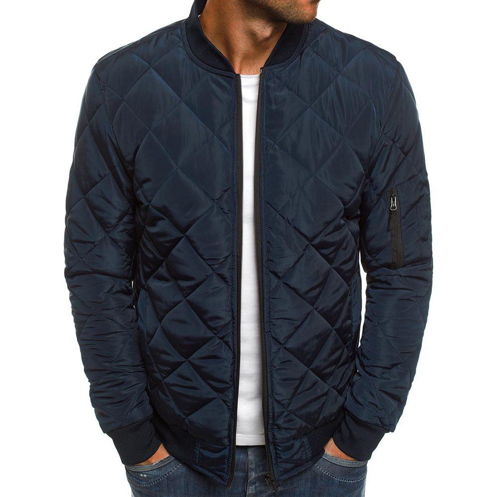 Men Quilted Padded Puffer Jacket Casual Zip Up Winter Warm Coat Bomber Outwear