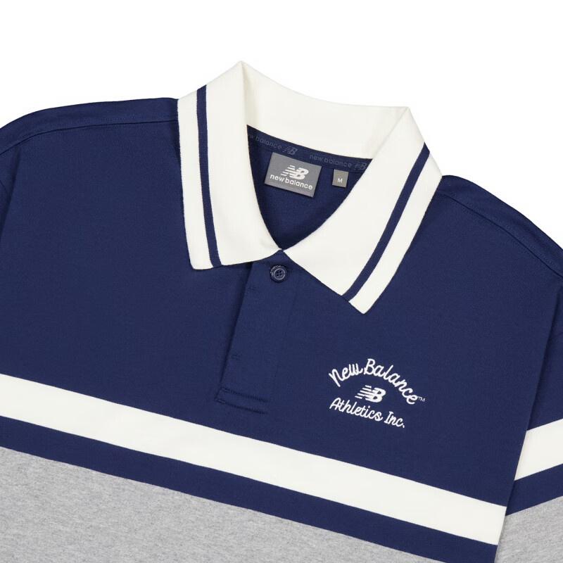 New Balance Athletics Striped Polo Shirt Asia Sizing 'Navy' Men's NFE22241-NV