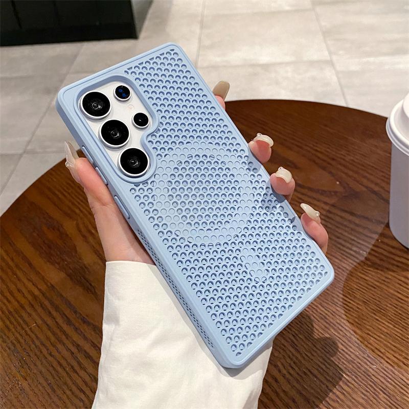 Роскошный дышащий чехол Magsafe для Samsung S25 S24 S23FE S22 Ultra Plus с магнитной беспроводной зарядкой, твердый чехол