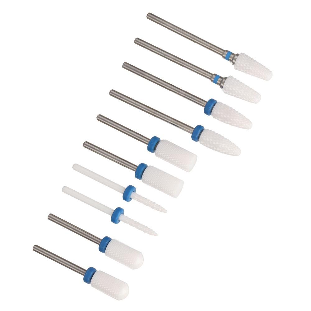 10pcs Ceramic Ceramic Nail Drill Bit Set Nail Surface Polishing And Shaping