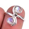 Natural Rainbow Moonstone Gemstone 925 Solid Silver Jewelry Ring Size 5.5 D6g66