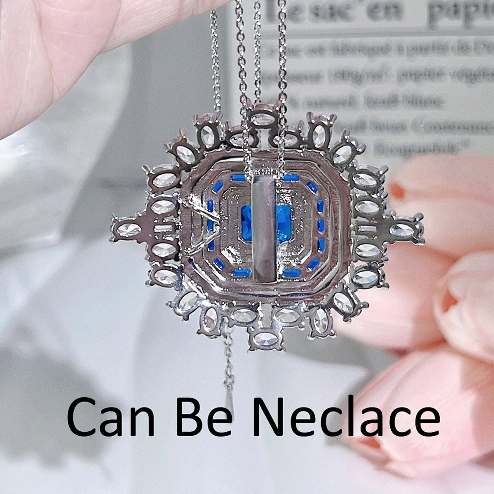 CMM 1 шт., принцесса огранки, королевский синий циркон, серебряный цвет, большой кулон, регулируемый ремень для часов, кожаный браслет, ожерелье, комплект ювелирных изделий из двух предметов