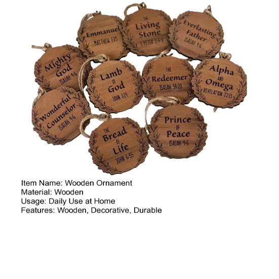 Yousheng 10 Pcs Jesus Wood Christmas Ornament Xmas Tree Hanging Pendant for Christmas Parties Indoor/Outdoor Decoration