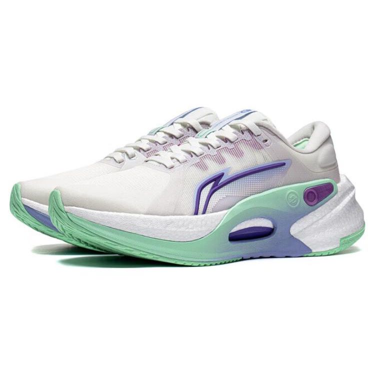 Li Ning Lijun 7 Shock Absorption Low Top Running Shoes Women Sneakers White Purple ARZT004-13