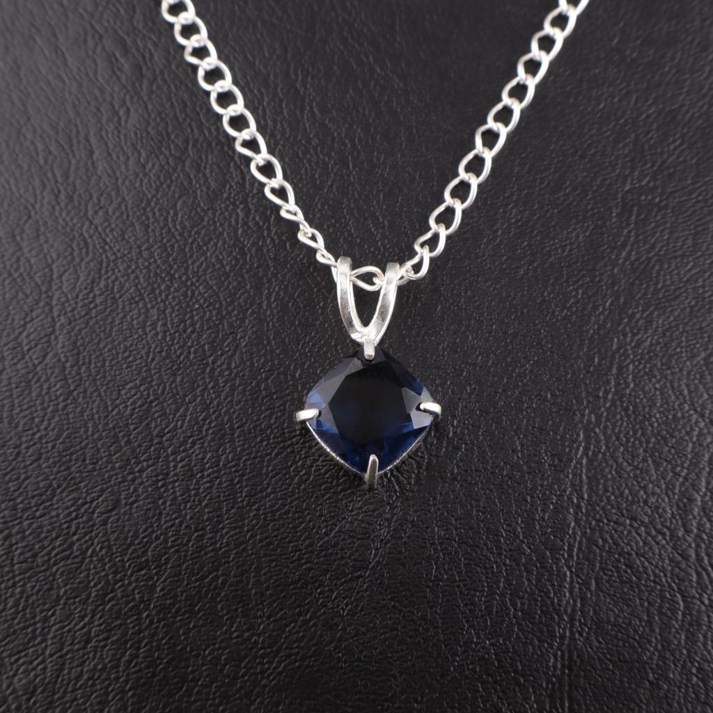 Лондонский голубой топаз Драгоценный камень 925 Стерлинговое серебро Ювелирные изделия Ручной работы Подвеска 0,93'' PP-62-12