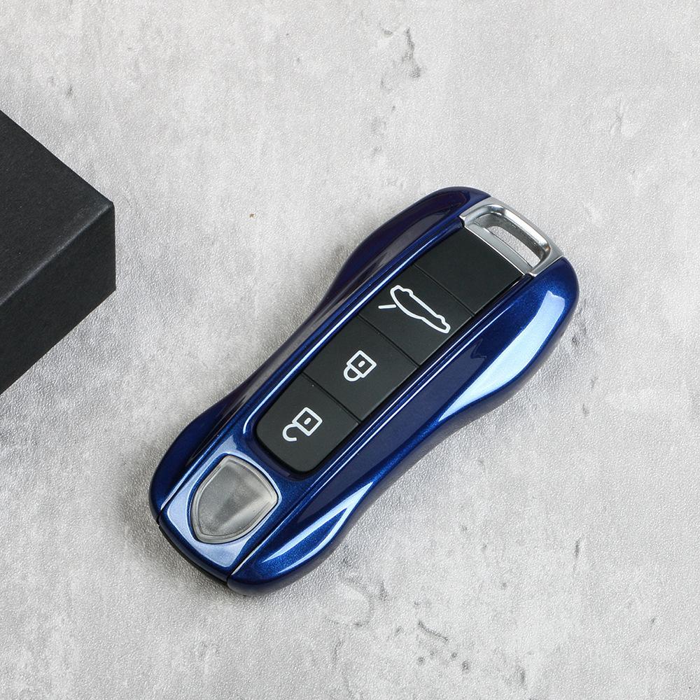 For Porsche Gentian Blue Key Case Cayenne Macan911 Paramela 718/Taycan Blue