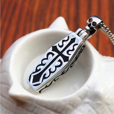 Бог Смерти Титановая Сталь Ожерелье Мужское Доминирование Подвеска Гроб Мужской Подвеска Крест с Ювелирными Изделиями Длинная Цепочка