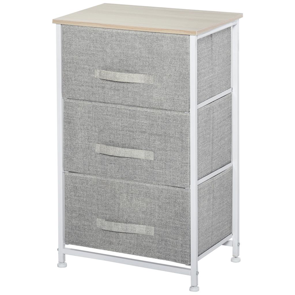 3-Drawer Fabric Chest of Drawers Grey Steel Frame 45x30x71cm