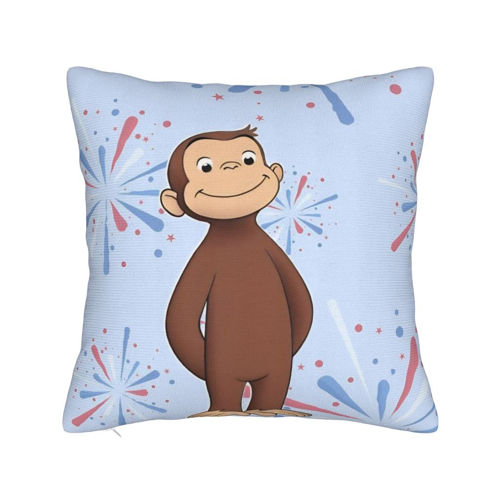 Decorative Pillow Covers Curious George African Monkey Stuff Car Pillow Case Cover Zipper MultiSize