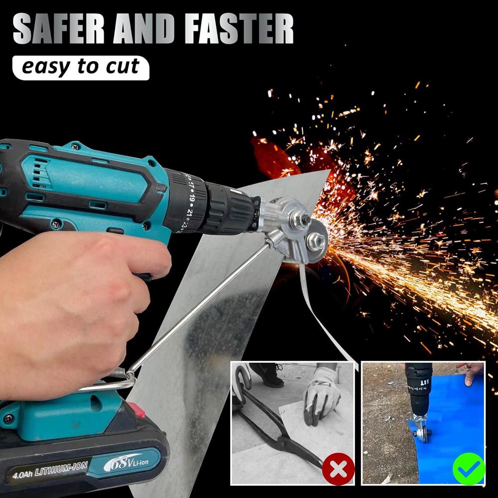 Электрическая дрель, насадка для резака пластин, металлический двухголовый инструмент для резки листов, дырокол для резки пластин, ножницы, сверло для резака меди