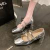 Gentle and Simple Silver French Small Fragrant Style Thick Heel Mary Jane Shoes Women's Autumn and Winter 2025 New Retro Light Mouth Single Shoes