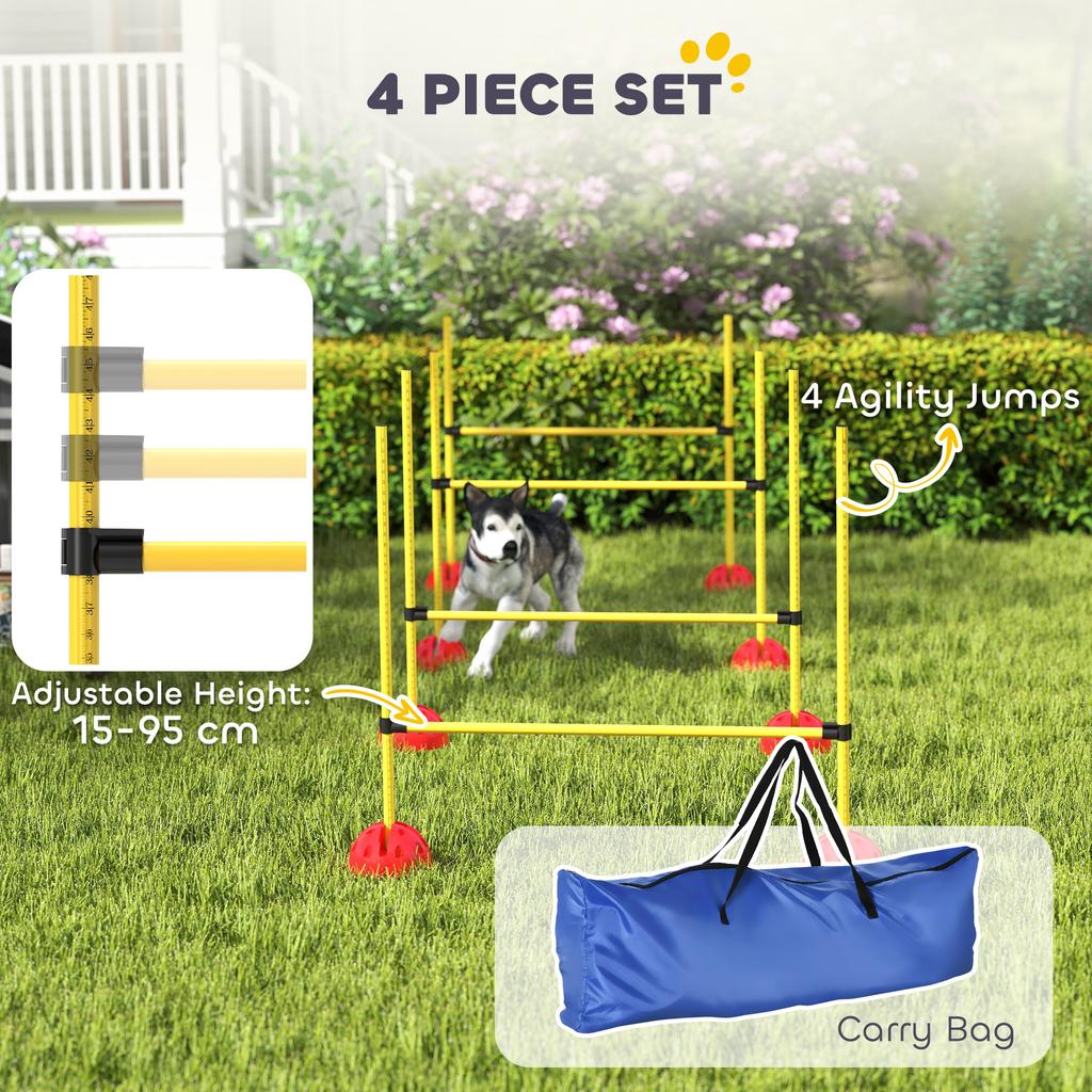 4 Piece Dog Agility Equipment With 4 Hurdles Bag For Jump Training Yellow