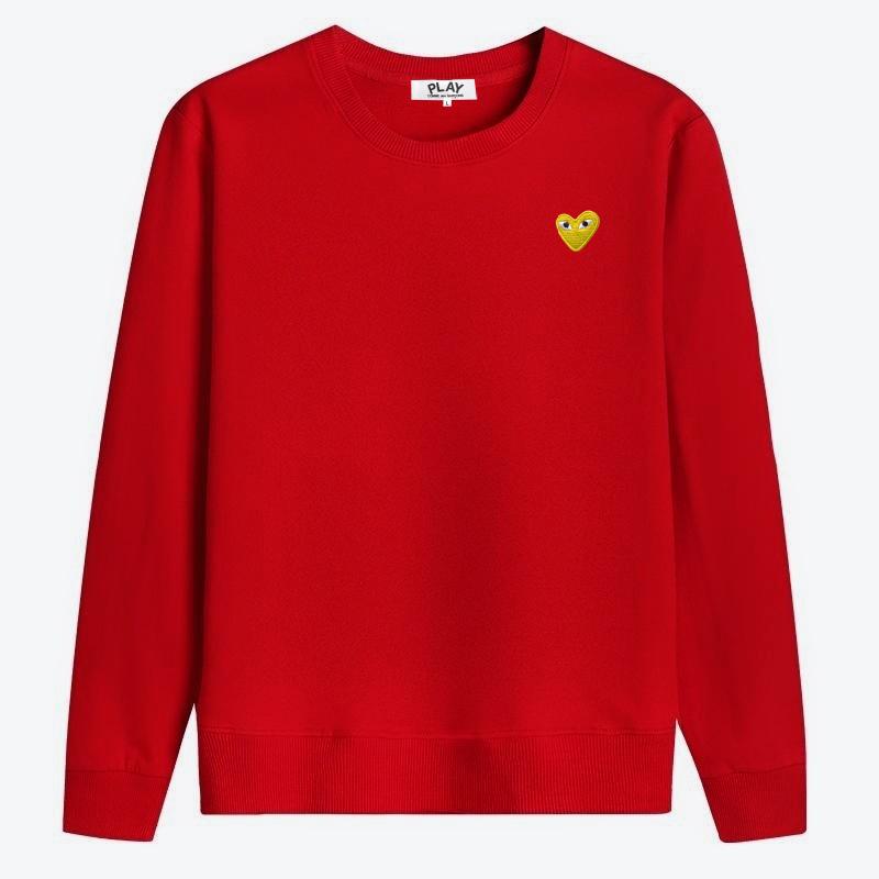 Трендовый японский бренд, вышитое красное сердце, хлопковая толстовка с длинным рукавом - Унисекс.