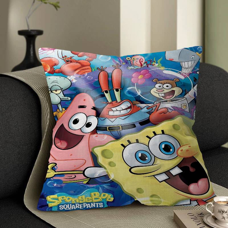 SSponge BBob Anime Pillow Cover For Bedroom Room And Living Room Sofa Decorative Cushion Cover