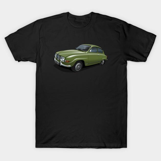Asian Size Men Print T-shirt 1971 Saab 96 Saloon In Verona Green No-Cut Heat Transfer Print Cotton Tshirt
