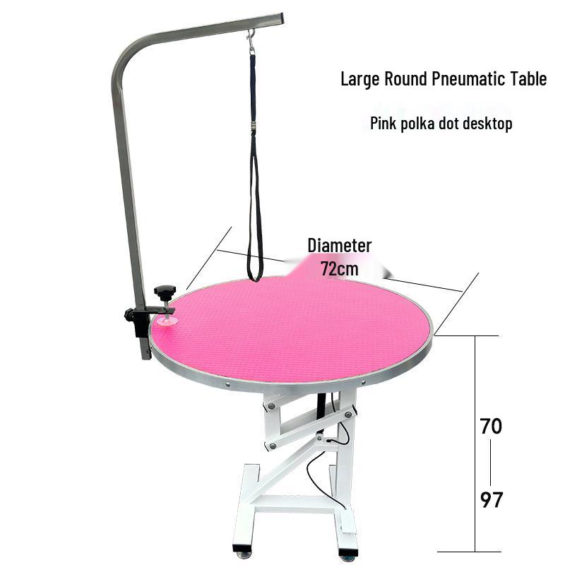 Round Pet Grooming Table for Dogs & Cats – Adjustable Lift & Fixed Support