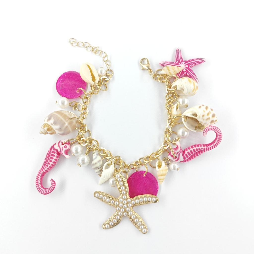 Personalized Design Trendy Tide Ocean Bracelet Women's Bohemian Style Bracelet Pink Starfish Shell Bracelet