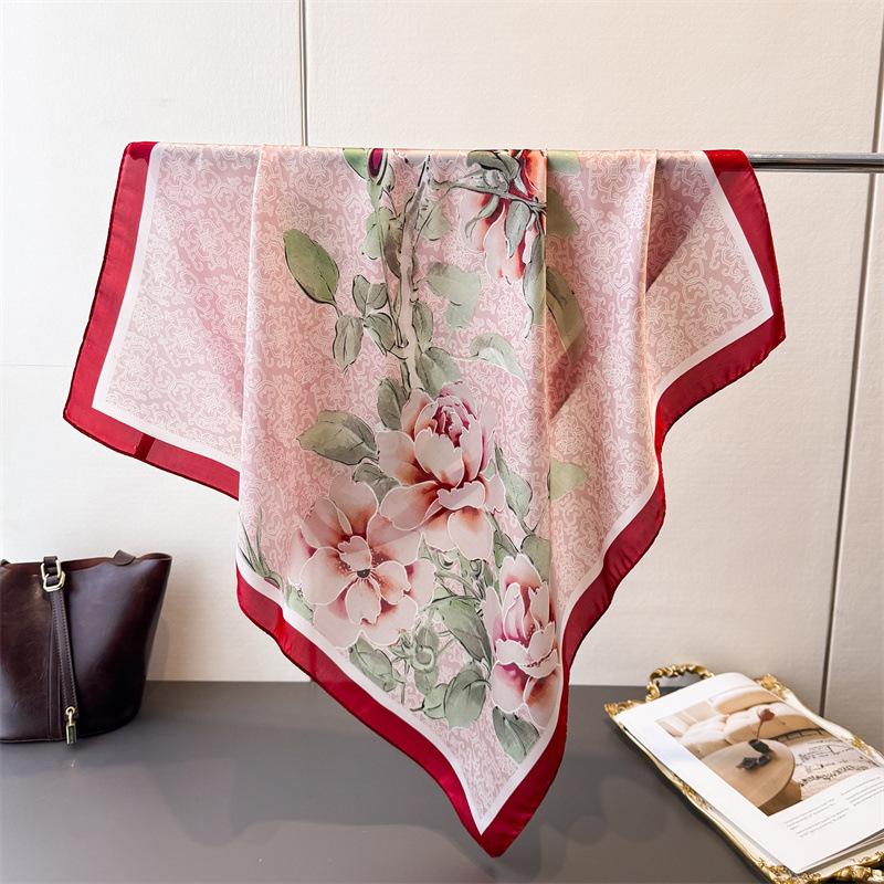 Luxury Brand Print 70cm Square Scarves Women's Designer Silk Scarf Bandana Small Neckties Hairbands Foulard Shawl