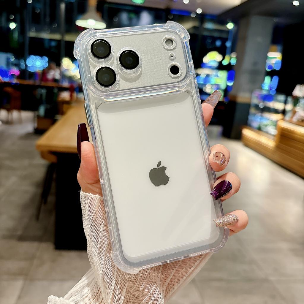 Гальванический прозрачный чехол для телефона для iPhone 17 Pro Max 17Pro Air 17 Защитная пленка для стекла камеры Воздушная подушка Ударопрочный прозрачный чехол Funda