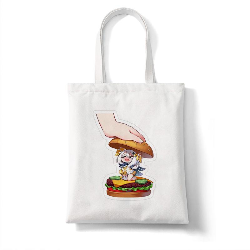 Холщовая сумка-шоппер Genshin Game Kawaii Аниме Сумки для покупок Сумки Сумка на плечо Повседневная сумка Женская эко-сумка большой емкости