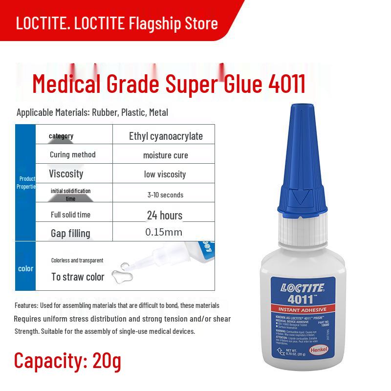 LOCTITE 4011 Цианоакрилатный клей медицинского назначения для металла, резины, силикона - Быстросохнущий клей
