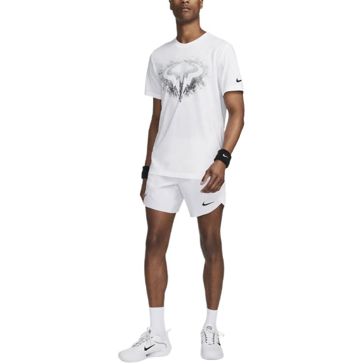 Nike Футболка Court Dri-FIT Rafa с логотипом и принтом, с круглым вырезом и коротким рукавом, мужские топы, белые FJ1504-100