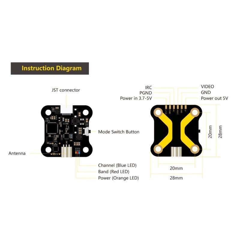 TX800 VTX 5.8G 48CH PitMode 25mW/200mW/400mW/800mW Output Long Ranges Transmitter Clear and Stable Signal Transmission