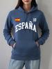 España Flag Number 10 Prints Hoodies Womens Comfortable Loose Sweatshirts Winter Fleece Warm Pullovers Basics Pocket Clothes