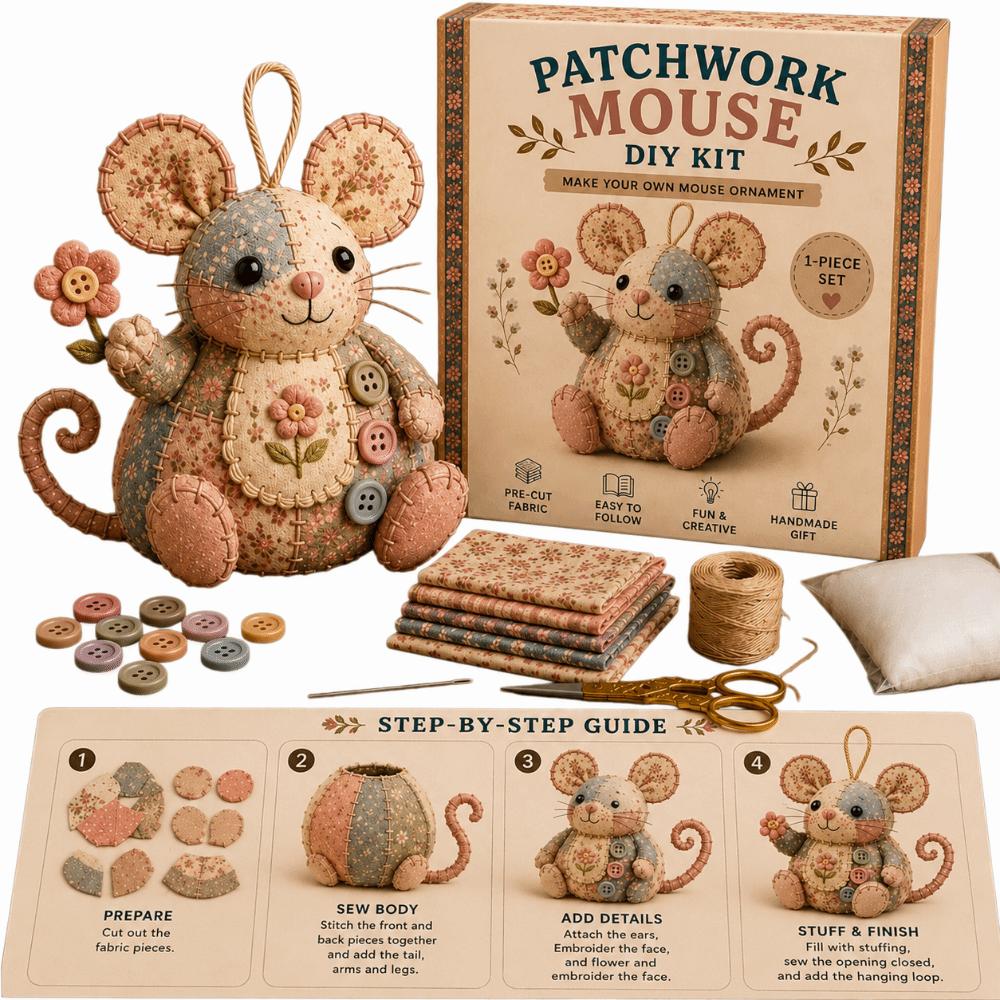 Step by Step Guide Patchwork Sewing Craft Set Handmade Mouse Sewing Kit  Craft Learning