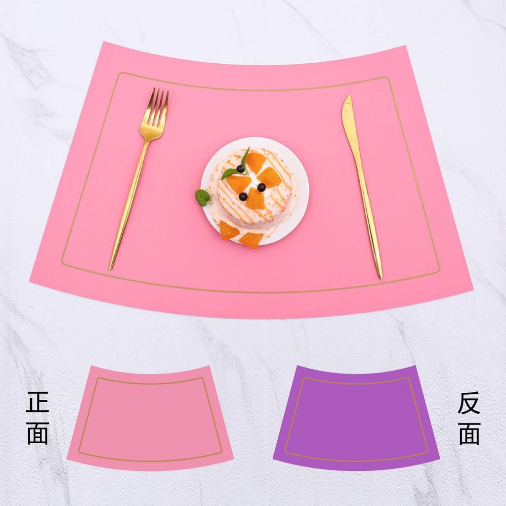Fan-shaped round table Western placemat, leather PVC tablemat, waterproof heat-insulating pad, placemat, two-tone tableware, light luxury style