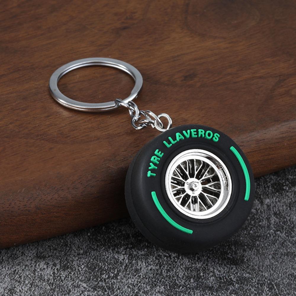 Realistic Car Wheel Pendant Metal Rubber Racing Tire Pendant Keys,Backpack Ornaments