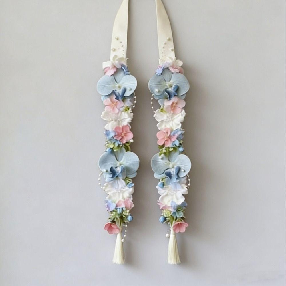 Silk Fabric Floral Shoulder Sash Satin Fabric Artificial Floral Garland Birthday Party