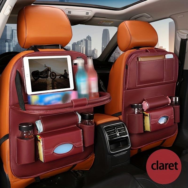 Leather car seat back storage bag