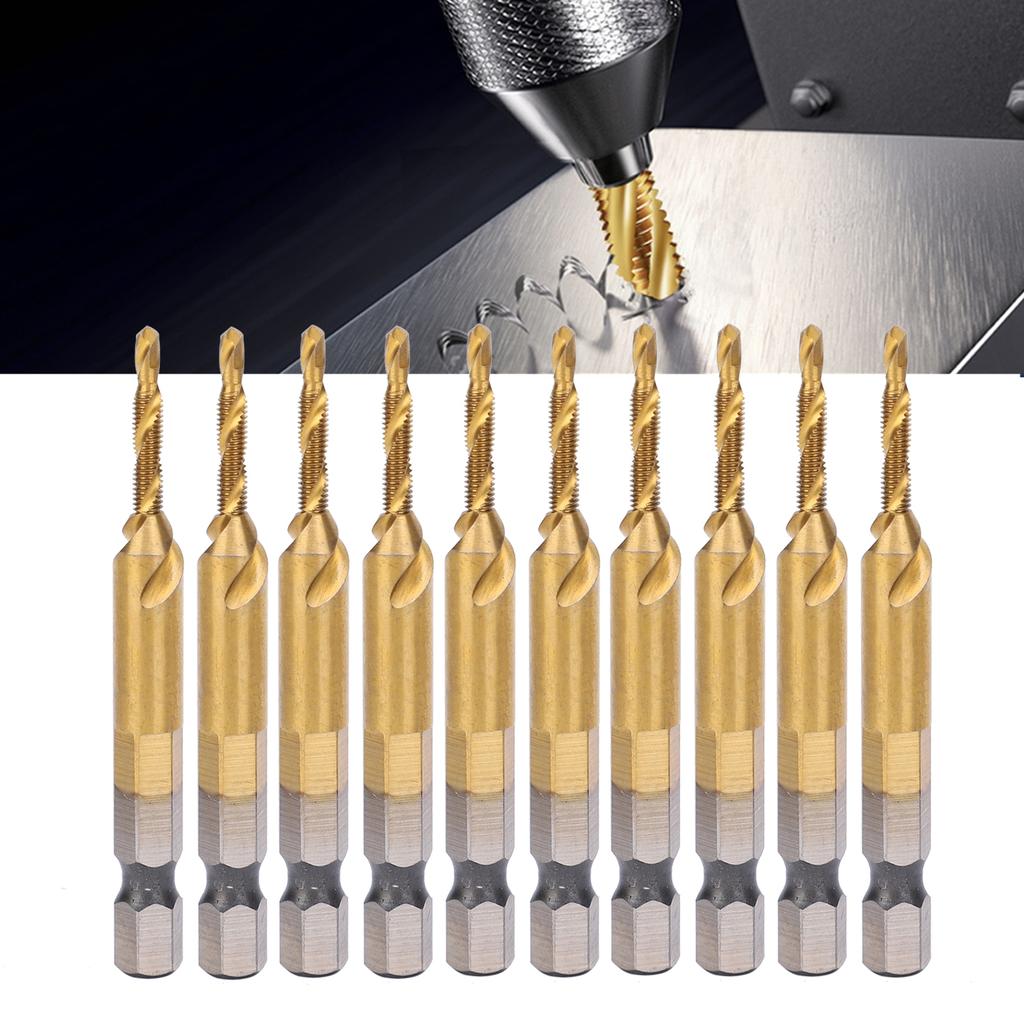 10Pcs Hex Shank Screw Tap M3?Drill 2.5 Coated Composite Spiral Flute Tap Accessory