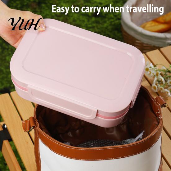 Multi Grid Lunch Box Microwave Safe with Utensils, Compartment Bento for Adults, Meal Prep Portable Food Container Leak-Proof Lid, Work School