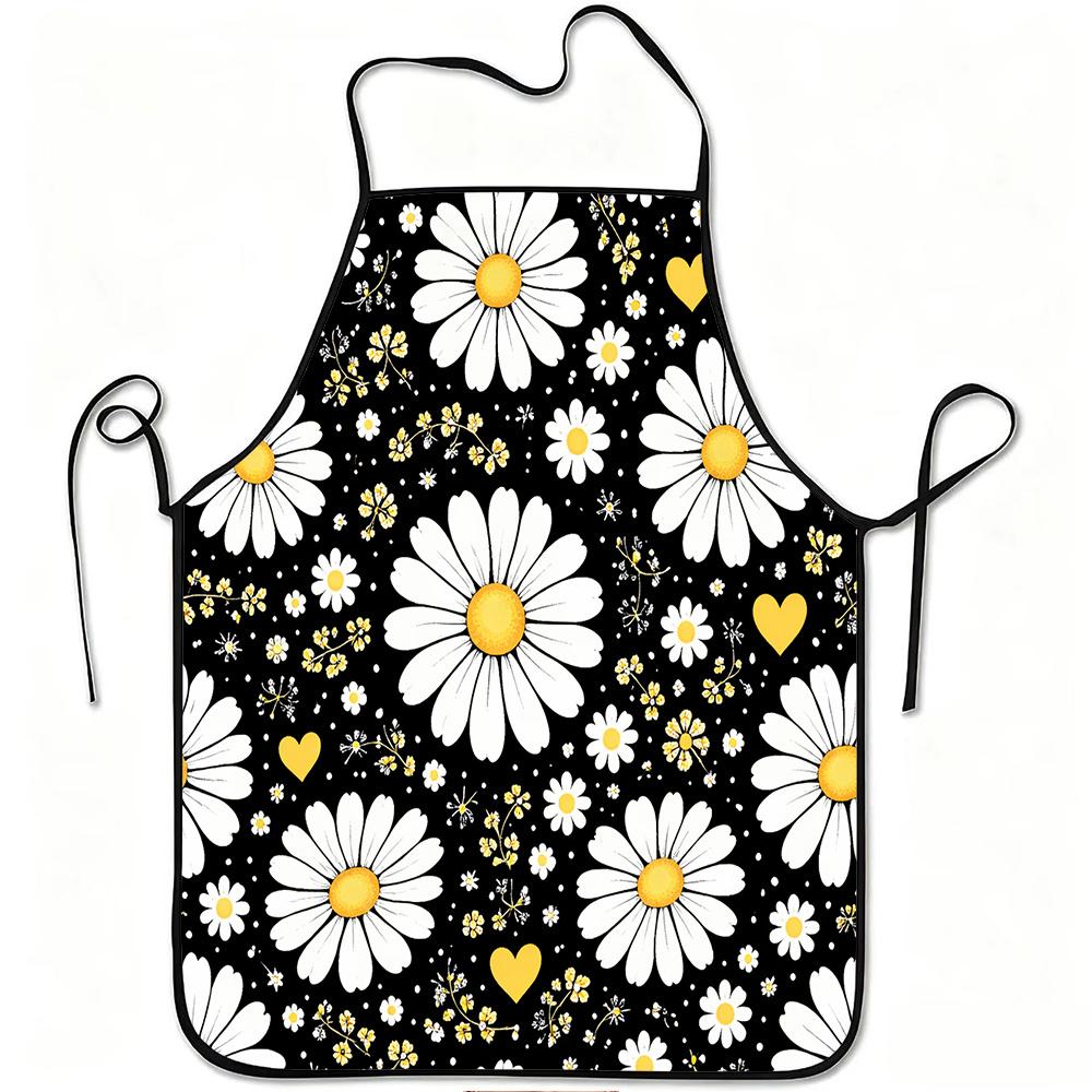 1pc Daisy Floral Heart Print Apron?? Durable and Easy to Clean?? Adjustable Waistband?? Polyester Material?? for Kitchen Cooking?? Gardening?? Orchard