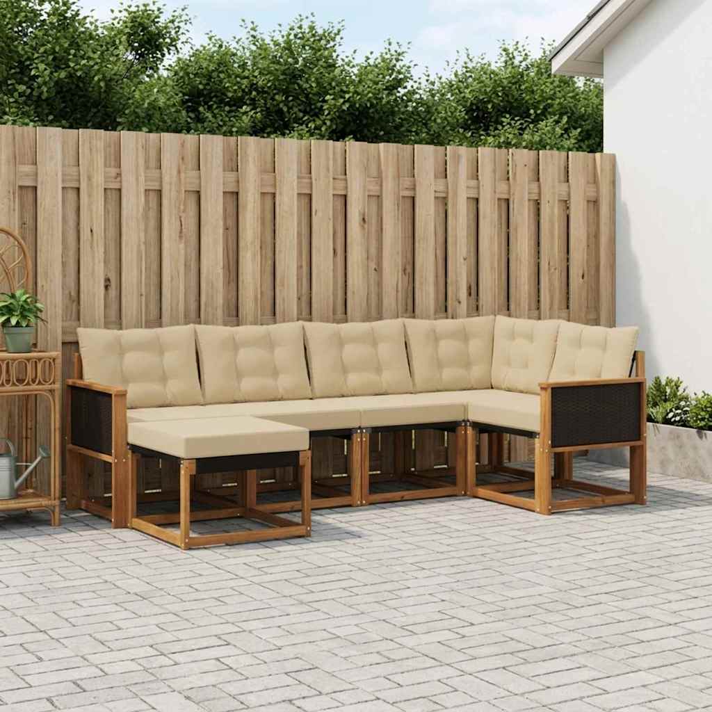 Outdoor Sofa Set with Cushions 6 pcs Natural and Beige