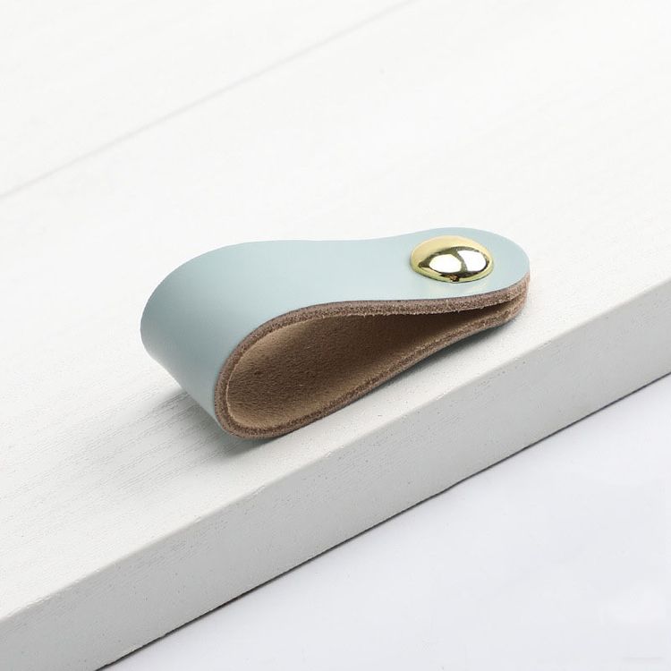 Furniture Wardrobe Head Layer Leather Pull Handles Children's Anti-Collision Cabinet Door Drawer Leather Handle